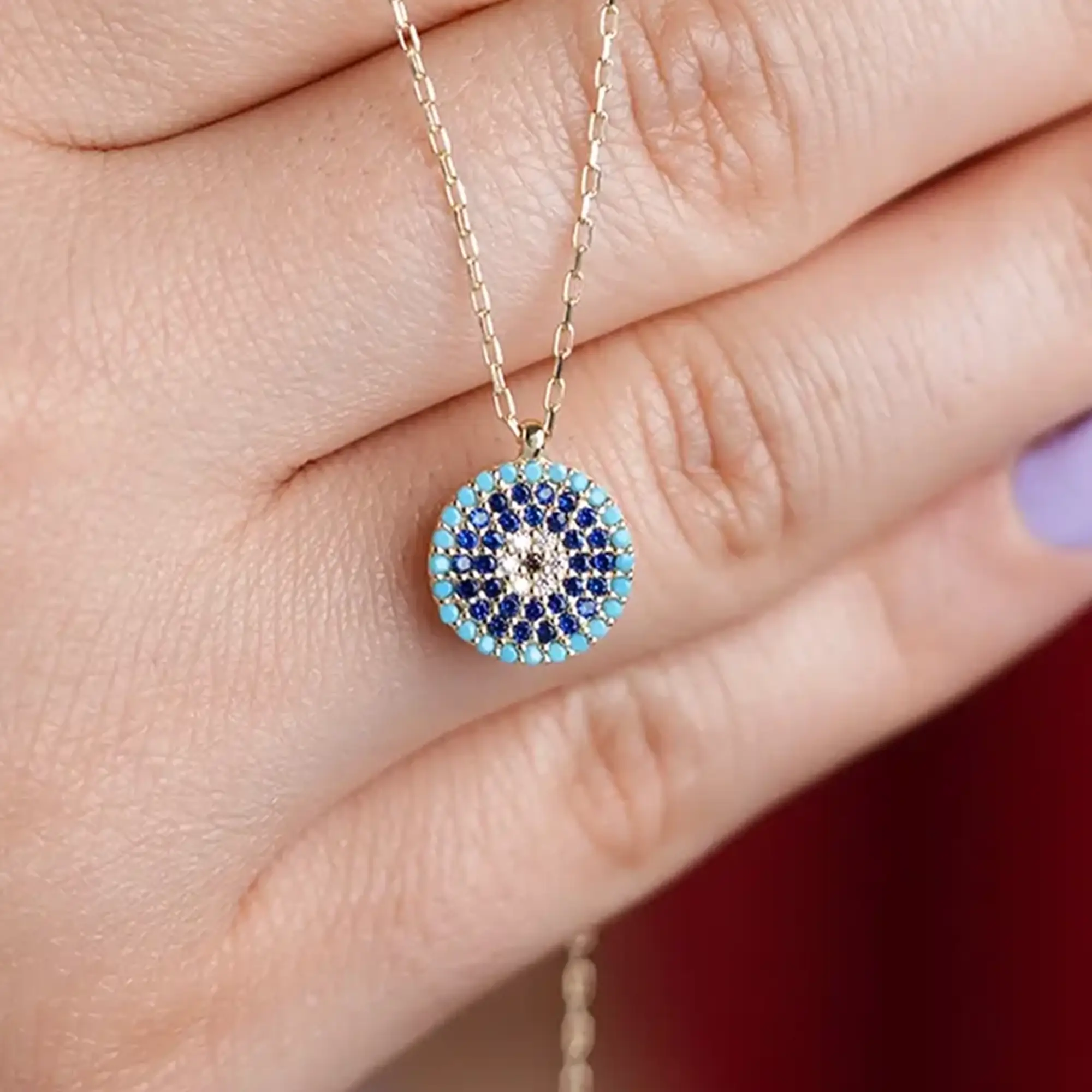 Evil Eye Necklace 11mm with adjustable chain 12N Evil Eye Necklace 11mm with adjustable chain - Image 1