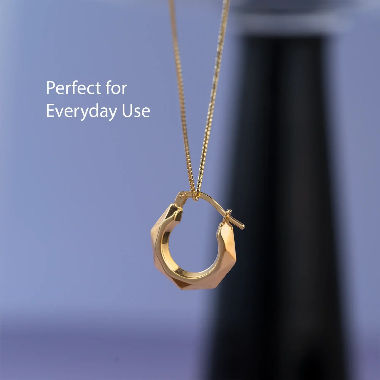 Geometric Hoop Earrings 16 and 20mm 10K Gold - Image 2