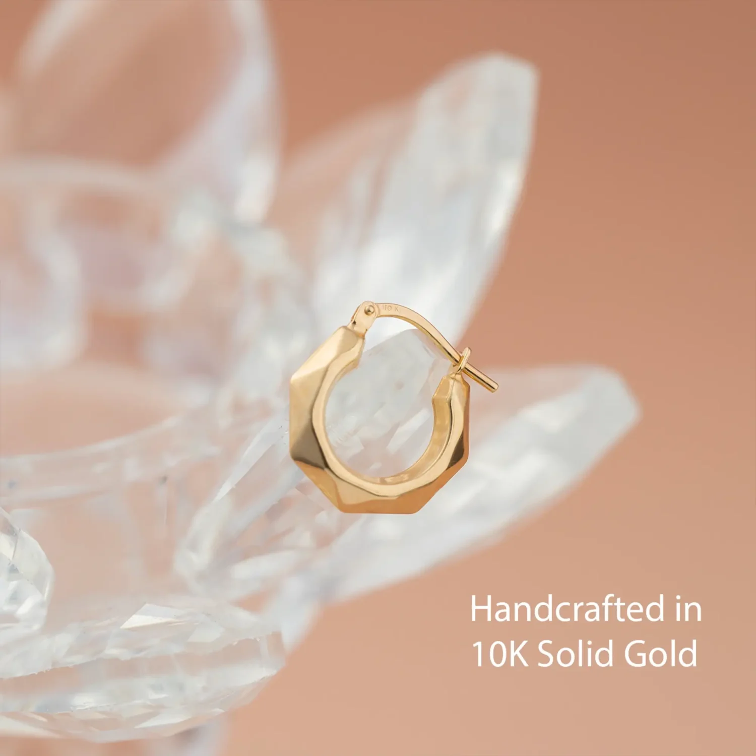 Geometric Hoop Earrings 16 and 20mm 10K Gold - Image 3