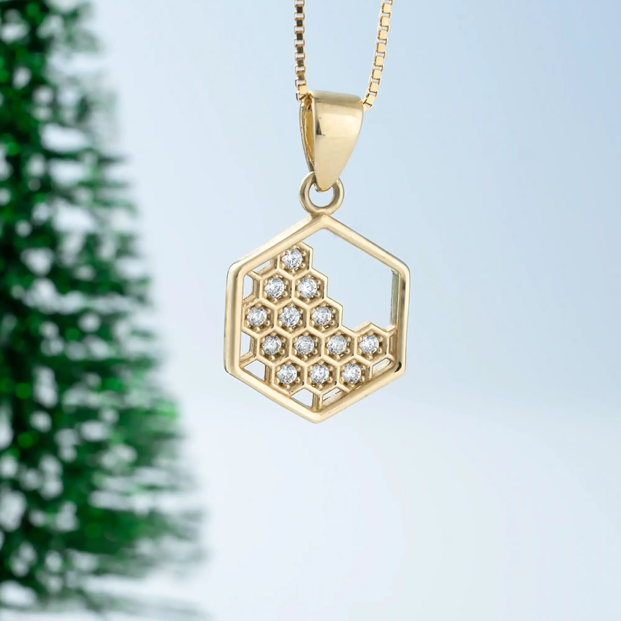 Honeycomb Necklace 12x11mm 10K Gold 11N Honeycomb Necklace 12x11mm 10K Gold - Image 1