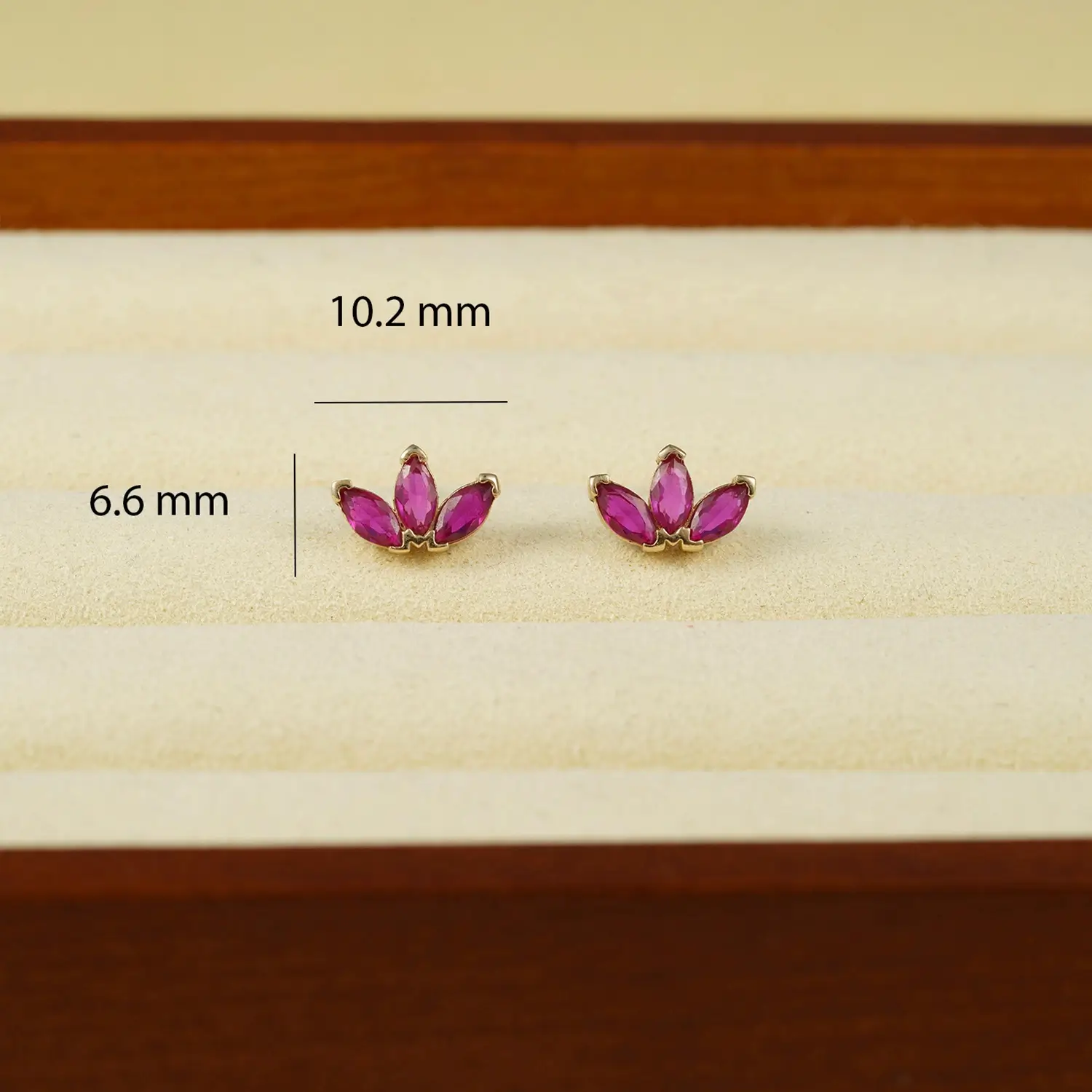 Ruby Marquise Earrings 10x7mm 14K Gold 4