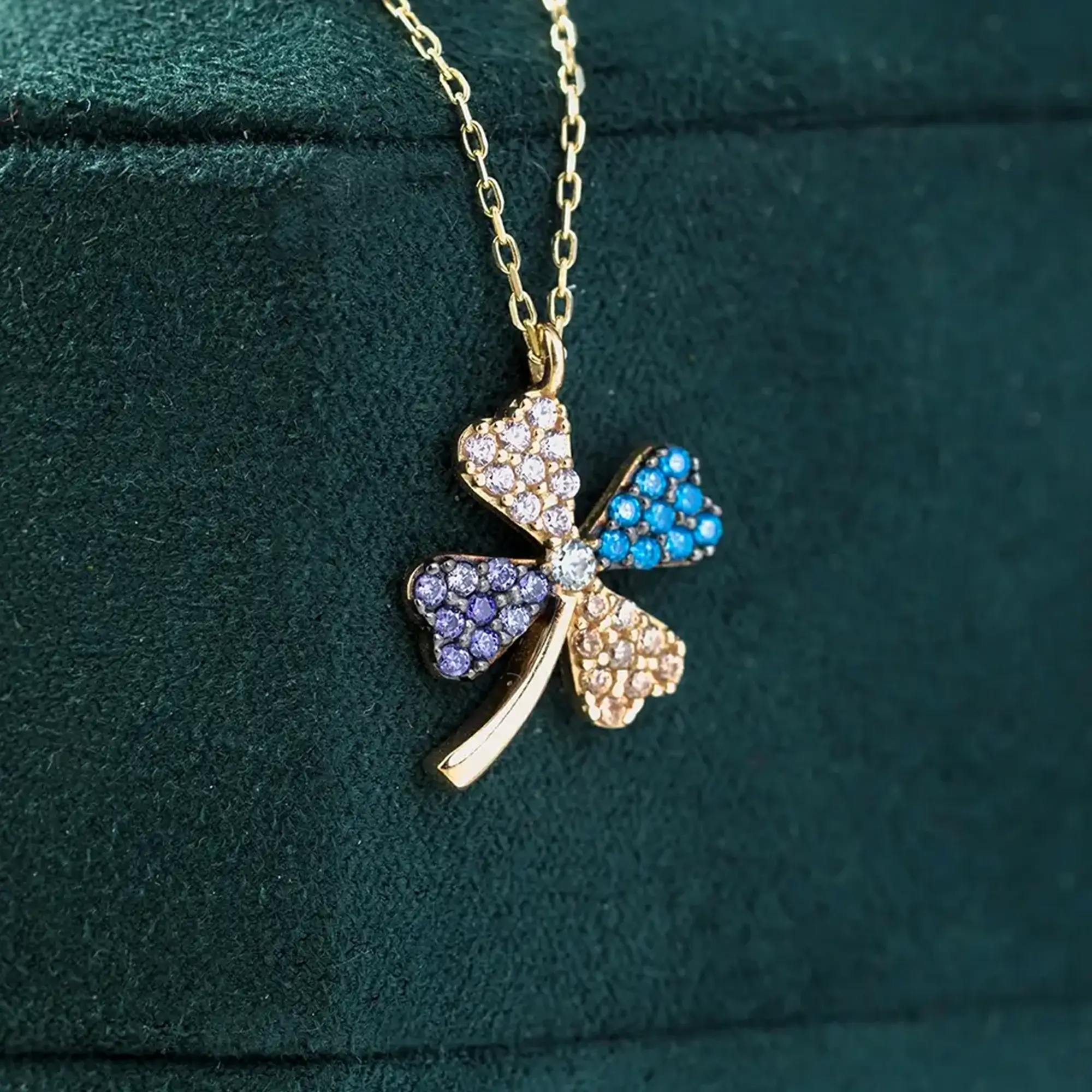Clover Necklace 14.5x10.8mm 10k gold 19N Clover Necklace Multicolor 14x11mm 14K Gold - Image 1