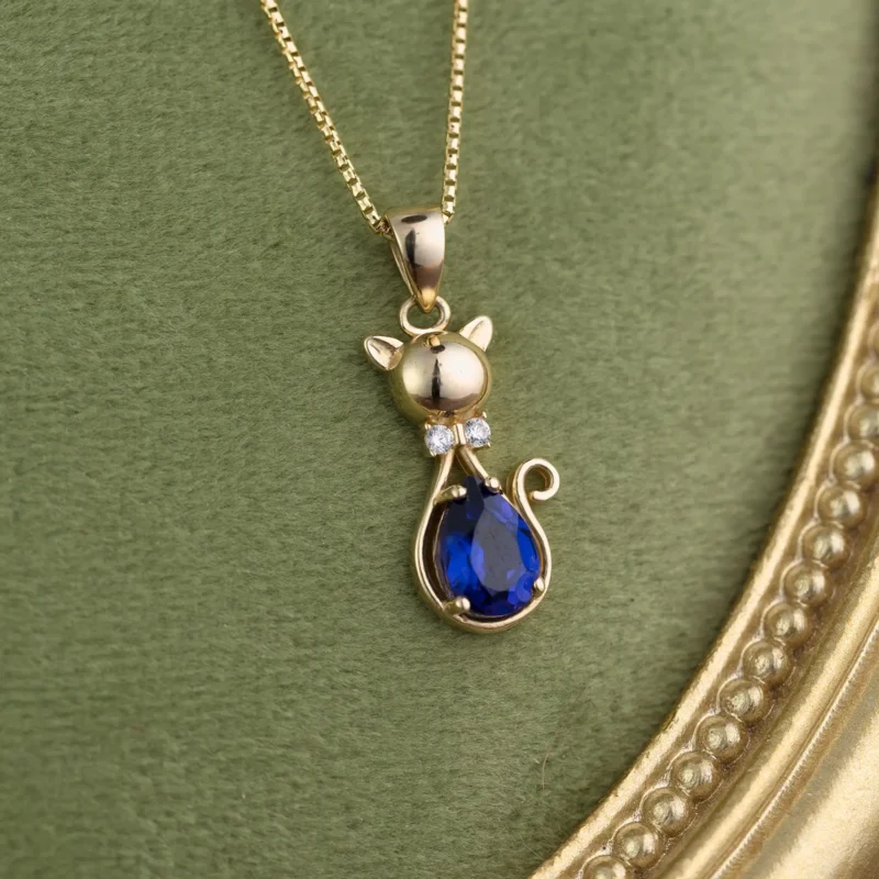 Amethyst Kitty Necklace 16x9mm 10K Gold 21N