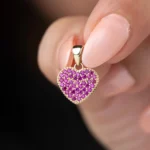 Pave Ruby Heart Necklace 10x11mm 10K Gold