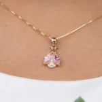 Pink Topaz Ladybug Necklace 14x10mm 10K Gold