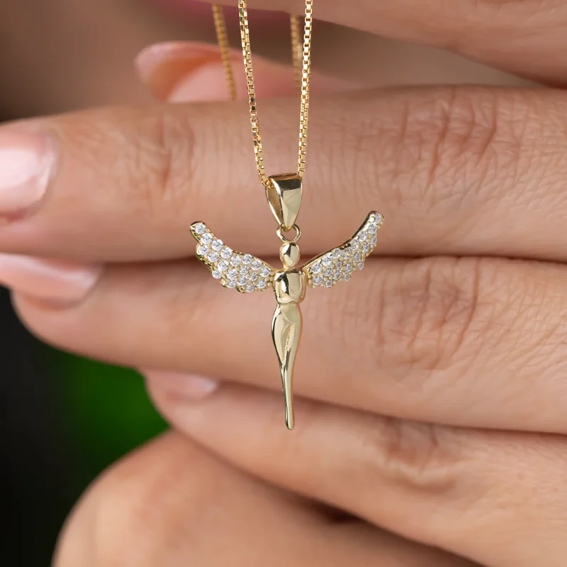 Angel Necklace 21x20mm 10K Gold 22