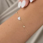 Heart Bracelet two beads 10K Gold