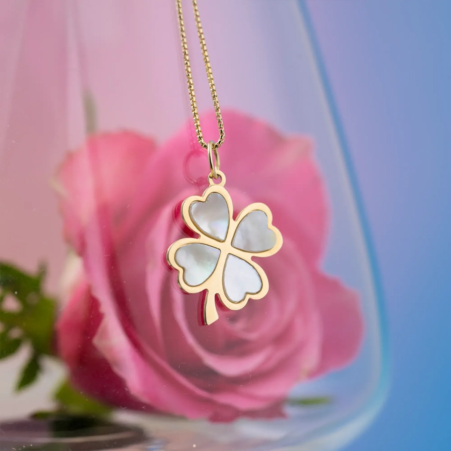 Pearl Clover Necklace 20x17mm 10K Gold - Image 5