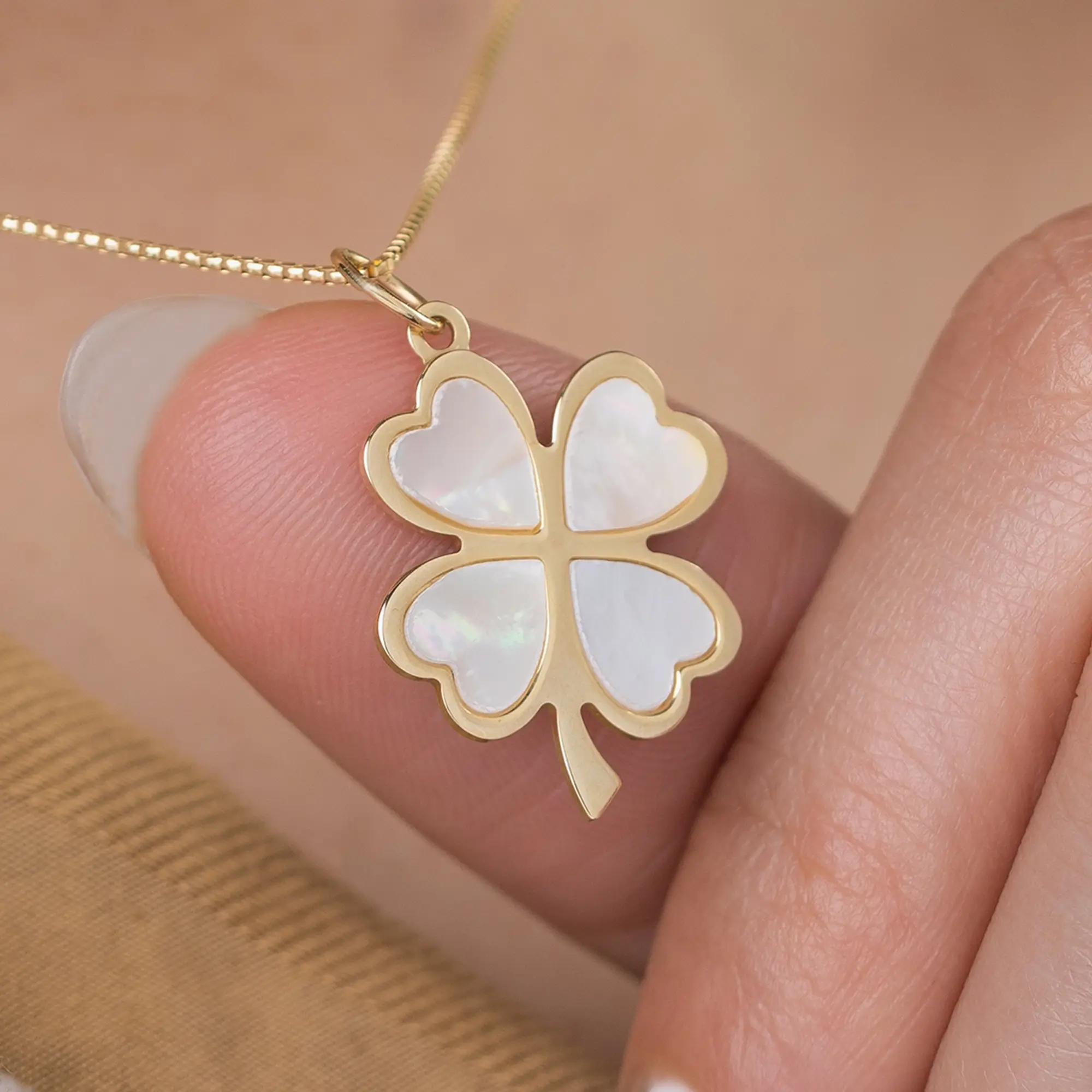 Pearl Clover Necklace 20x17mm 10K Gold 24 Pearl Clover Necklace 20x17mm 10K Gold - Image 1