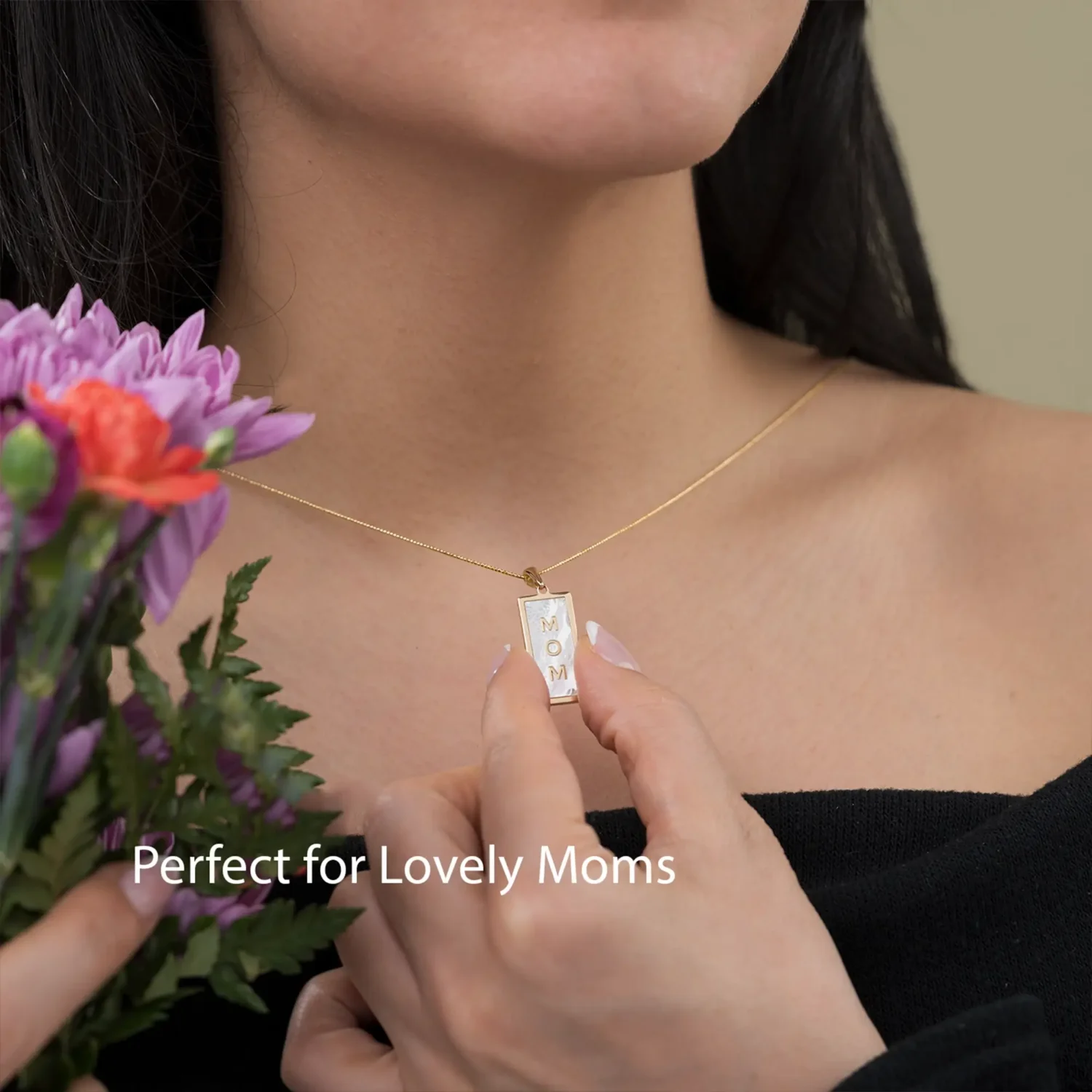 Mama Necklace 24x11mm 14K Gold - Image 2
