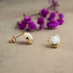 Opal Earrings 10x8mm 14K Gold