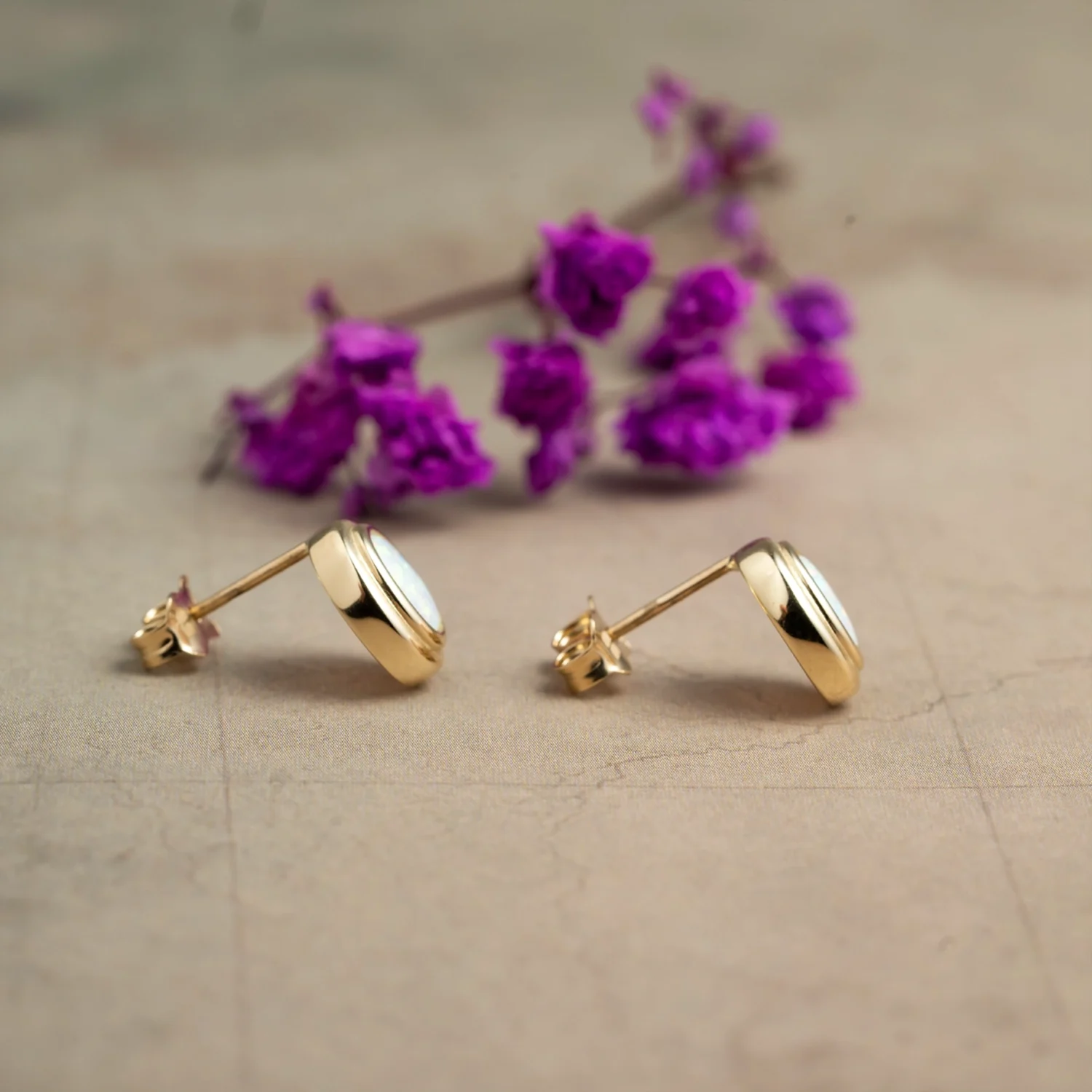 Opal Earrings 10x8mm 14K Gold - Image 4