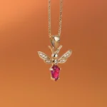 Ruby Bee Necklace 14x16mm 14K Gold