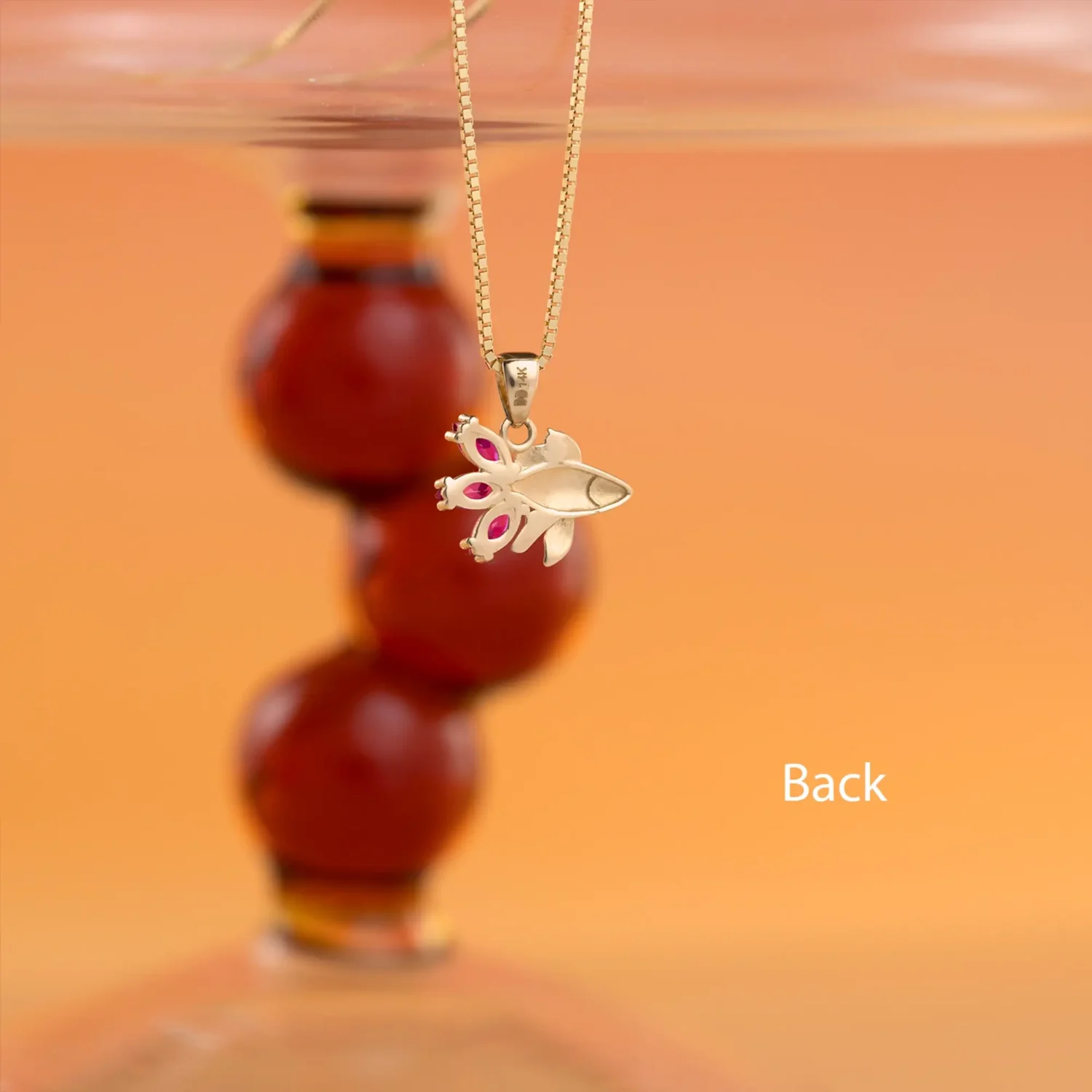 Ruby Goldfish Necklace 10x14mm 14K Gold - Image 3