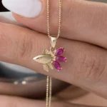 Ruby Goldfish Necklace 10x14mm 14K Gold
