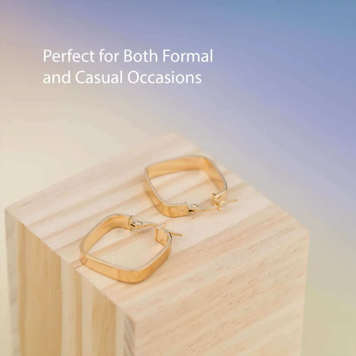 Square Hoop Earrings 20x20mm 10K Gold - Image 2