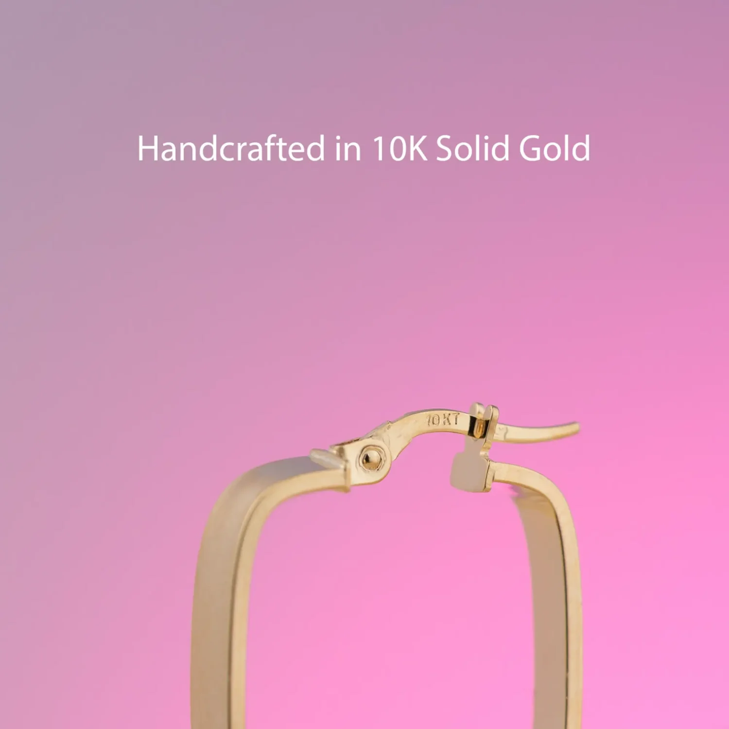 Square Hoop Earrings 20x20mm 10K Gold - Image 3
