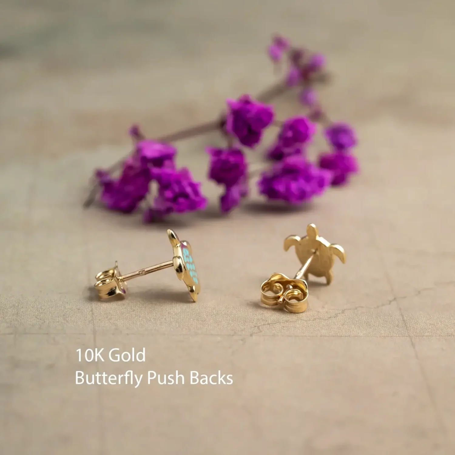 Turtle Earrings 10x9mm 10K Gold - Image 3