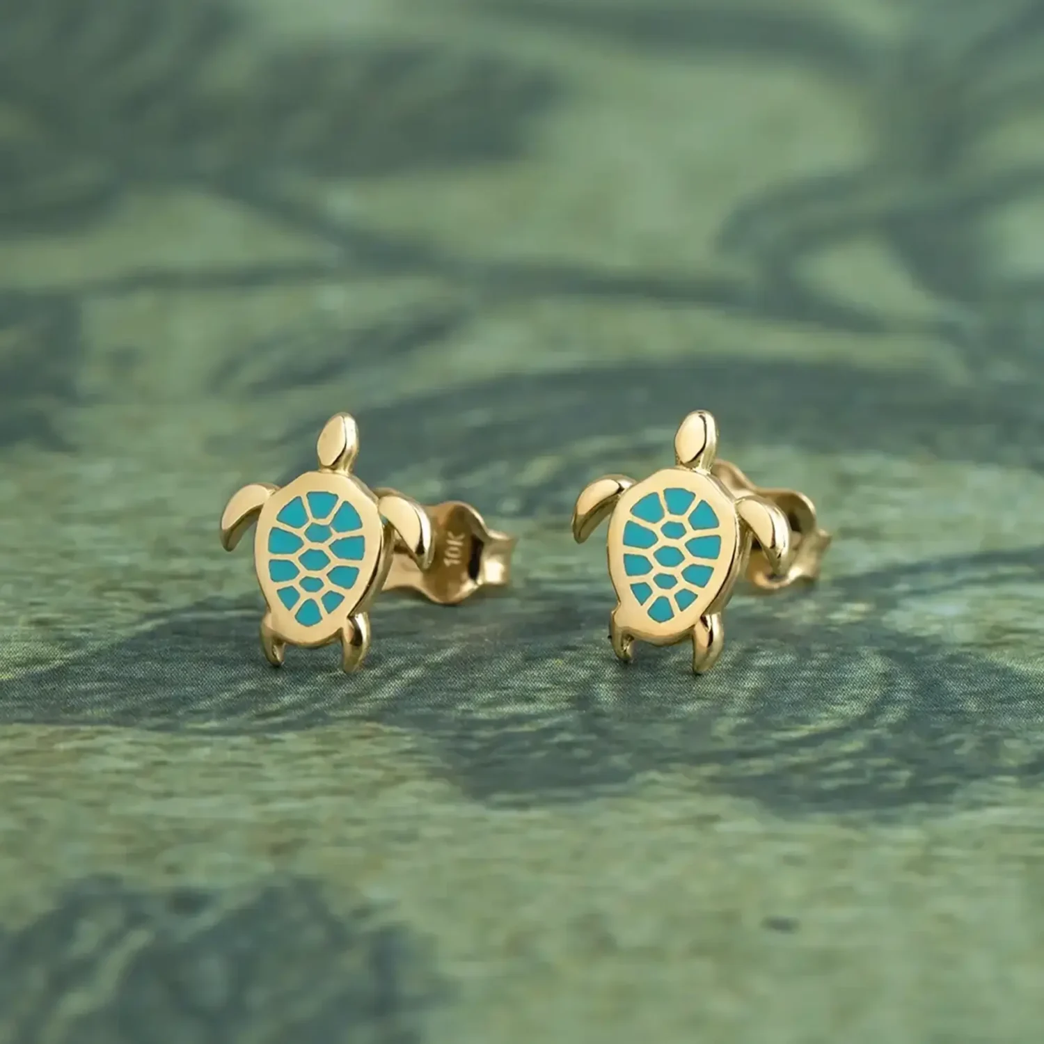 Turtle Earrings 10x9mm 10K Gold