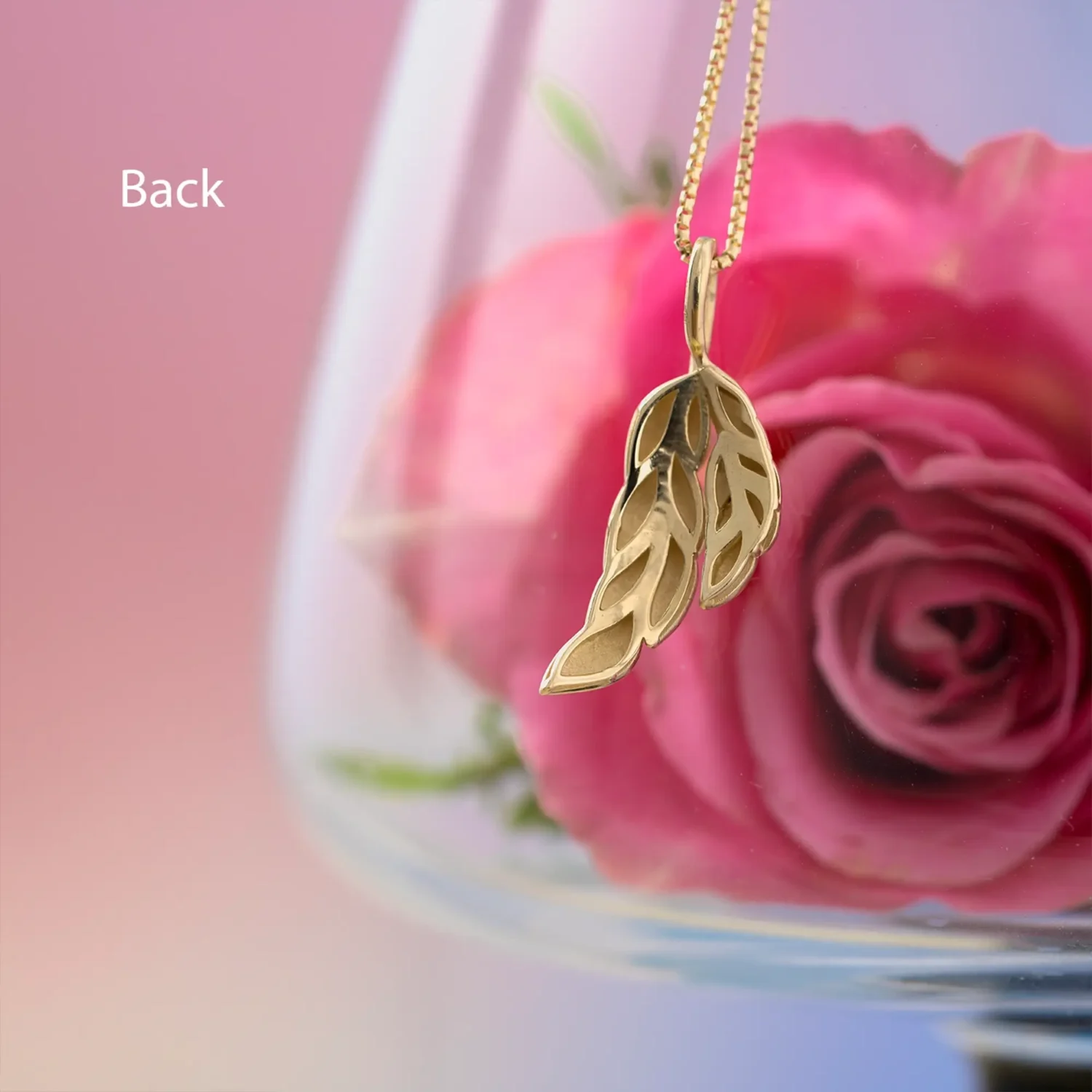 Olive Leaves Necklace 20x9mm 10K Gold - Image 5