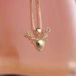 Reindeer Necklace 13x16mm 10K Gold