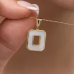 Square Pearl Necklace 15x13mm 14K Gold