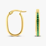 Emerald Hoop Earrings 21x14mm 14K Gold