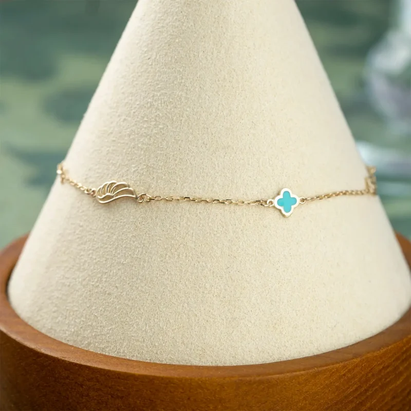 Blue Clover Bracelet 10K Gold 4