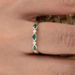 Emerald Marquise Alternating Ring 3mm 14K Gold