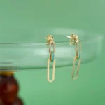 Cyan Link Earrings 27x6mm 10K Gold