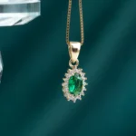Emerald Necklace 10mm 14K Gold