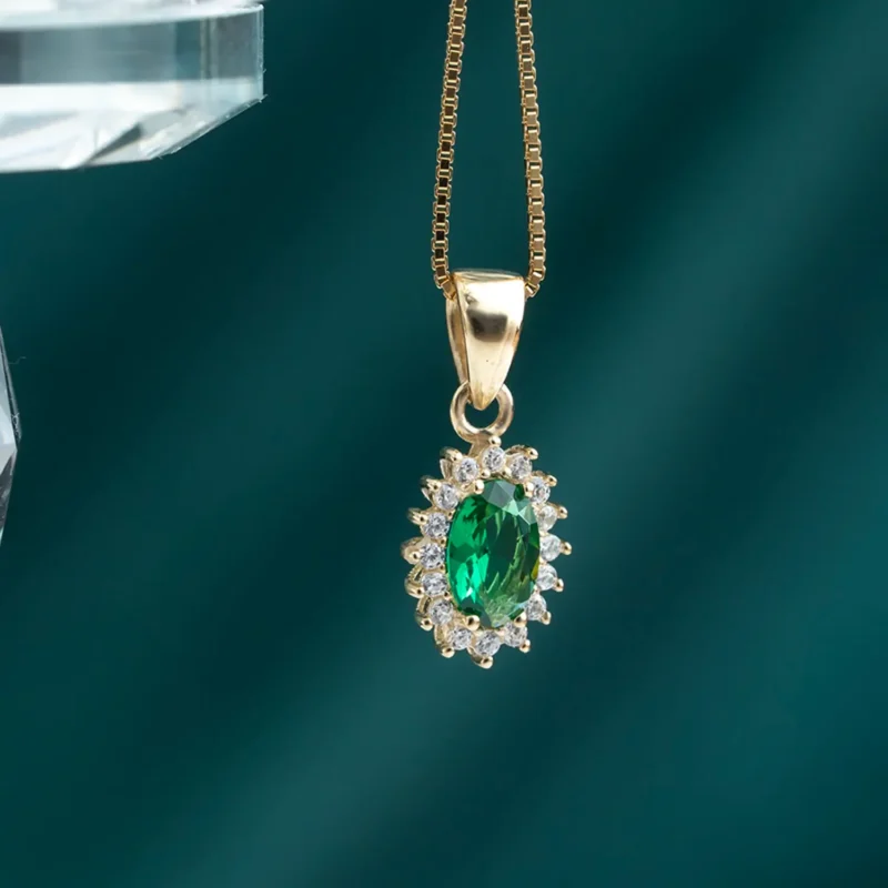 Emerald Necklace 14K Gold 5