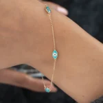 Evil Eye Bracelet 9mm 10K Gold