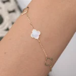 Mother of Pearl Clover Bracelet 10mm 10K Gold