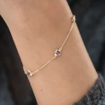 Amethyst Heart Bracelet 6x6mm 10K Gold