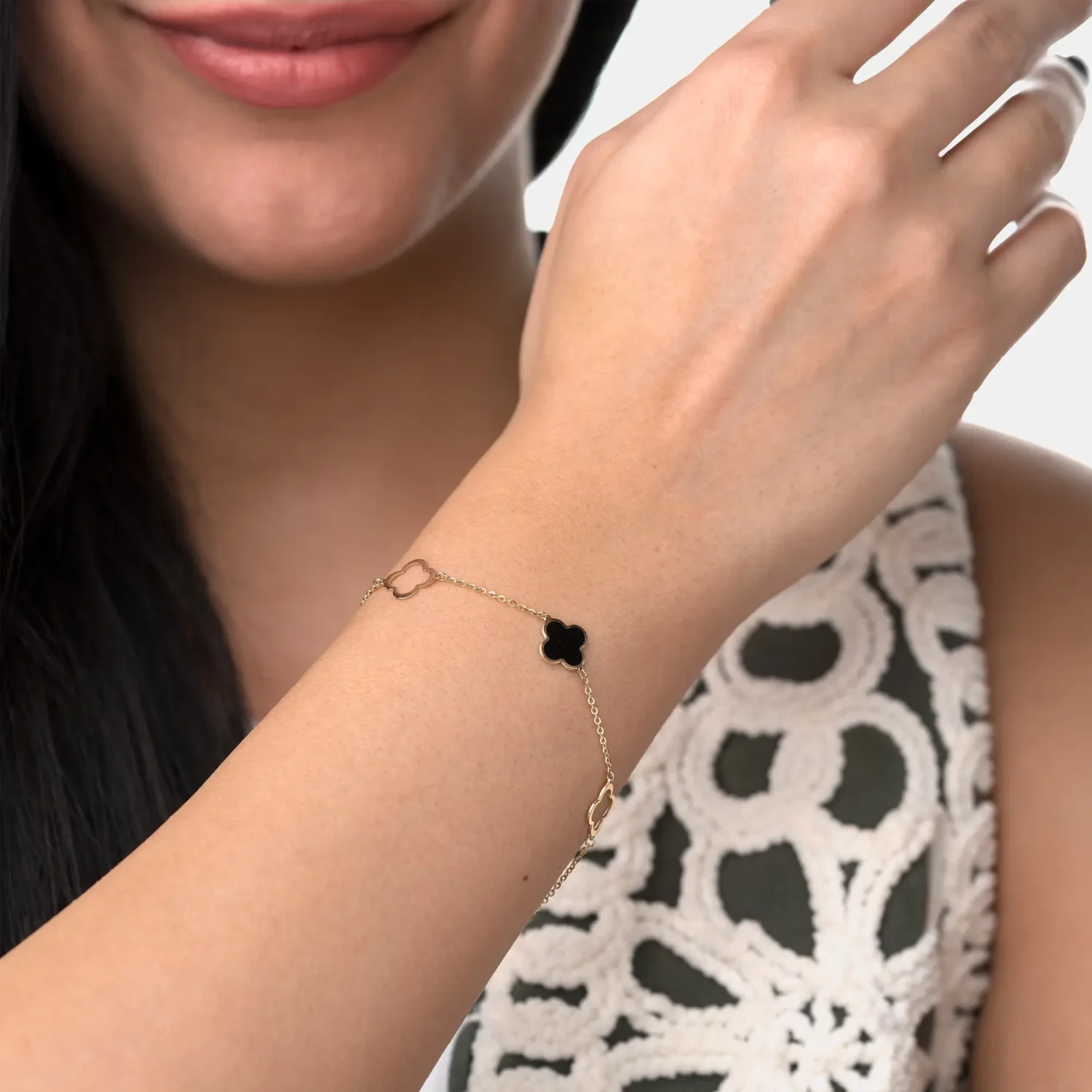 Black Clover Bracelet 10mm 10K Gold - Image 3