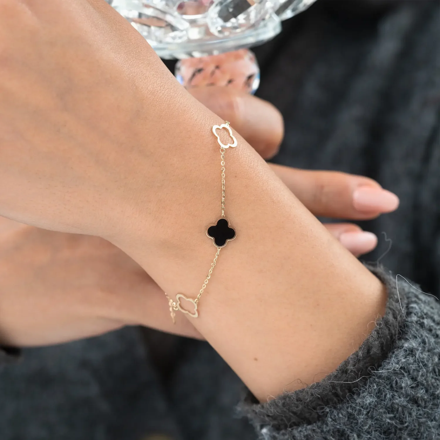 Black Clover Bracelet 10mm 10K Gold - Image 7