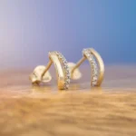 Diamond Bar Stud Earrings 10K Gold