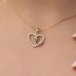 Diamond Heart Charm Necklace 10K Gold