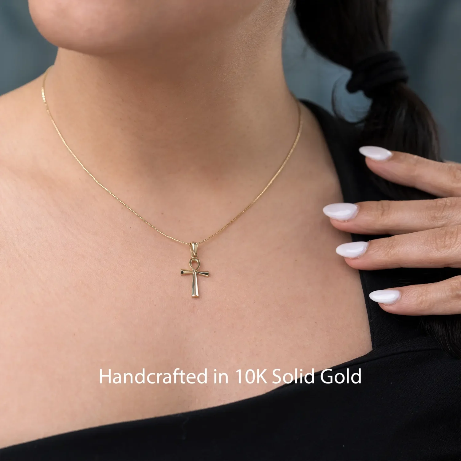 Cross Necklace 16mm 10K Gold - Image 5