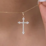 Diamond Cross Necklace 23mm 10K Gold