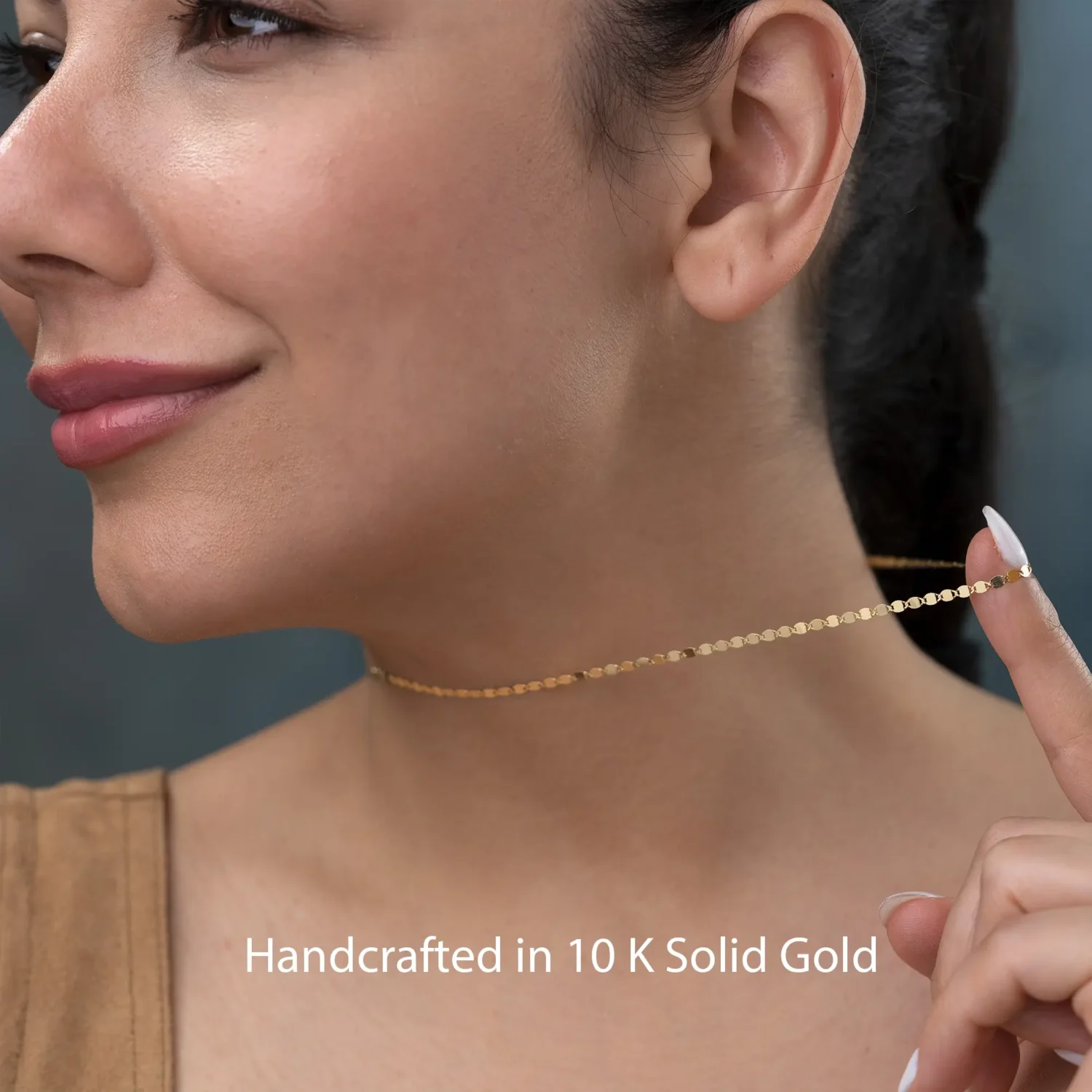 Mirror Chain Necklace 10K Gold - Image 4