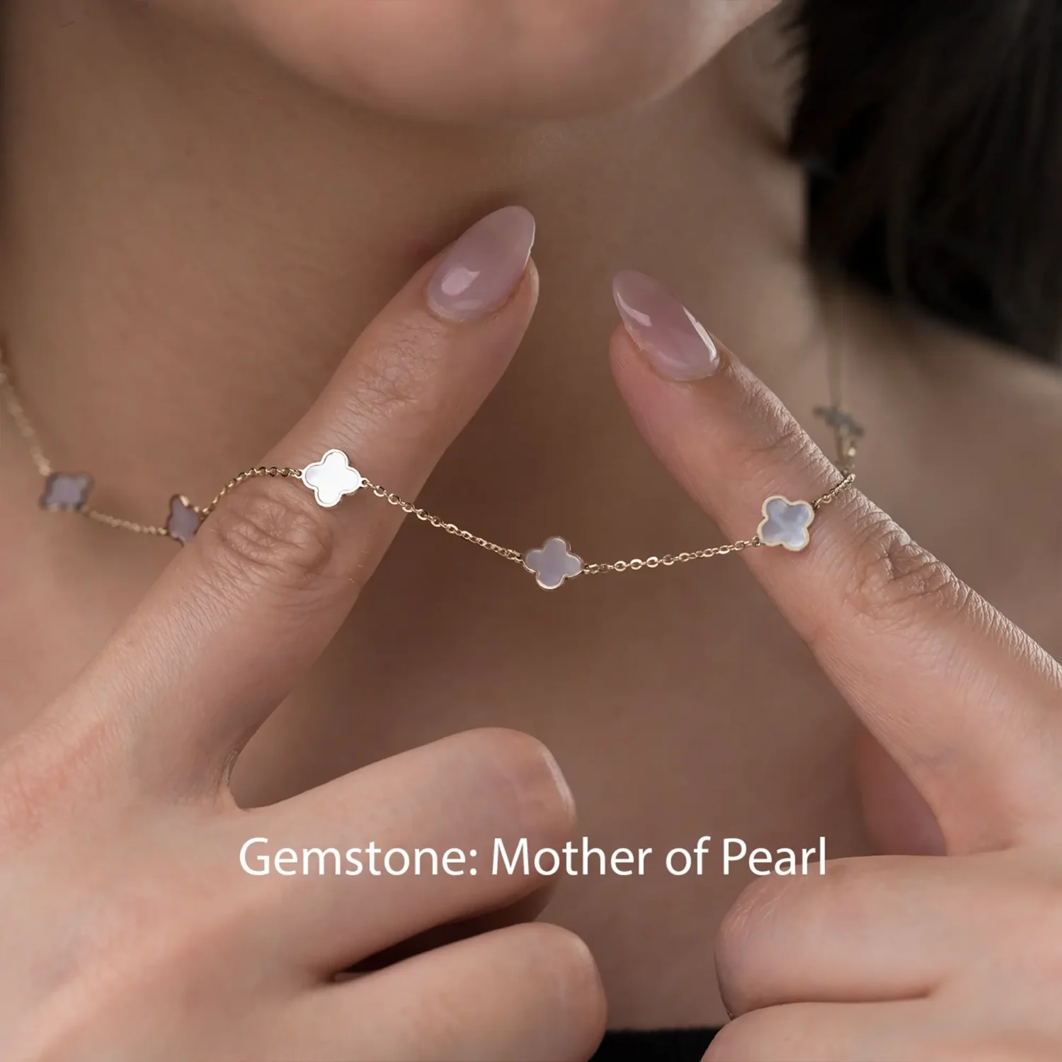 Mother of Pearl Clover Necklace 10K Gold - Image 2