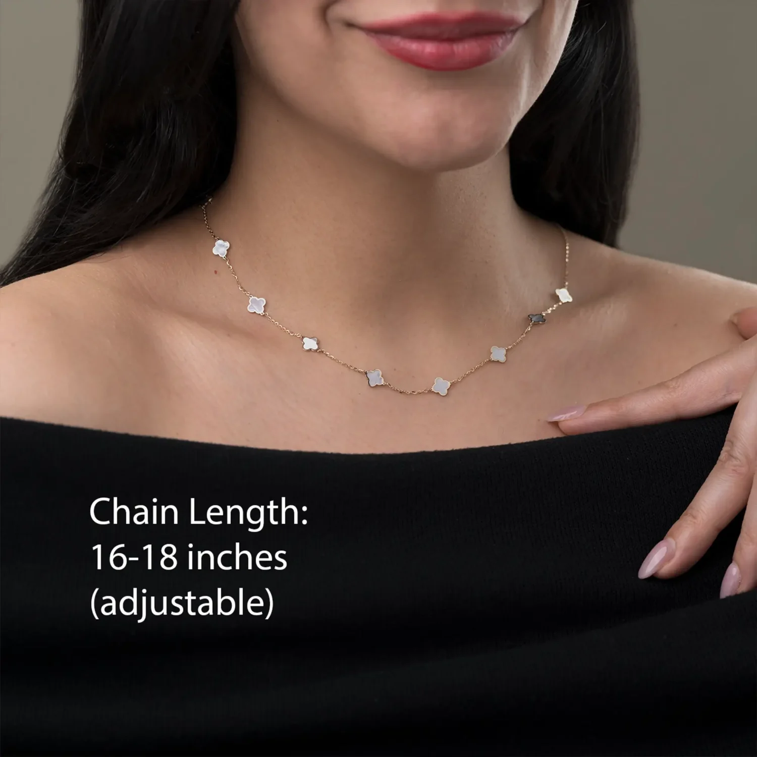 Mother of Pearl Clover Necklace 10K Gold - Image 3