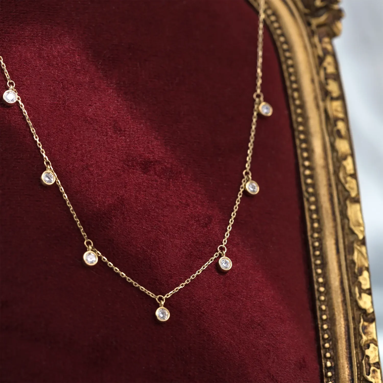 Dangling Diamond Necklace 10K Gold - Image 2