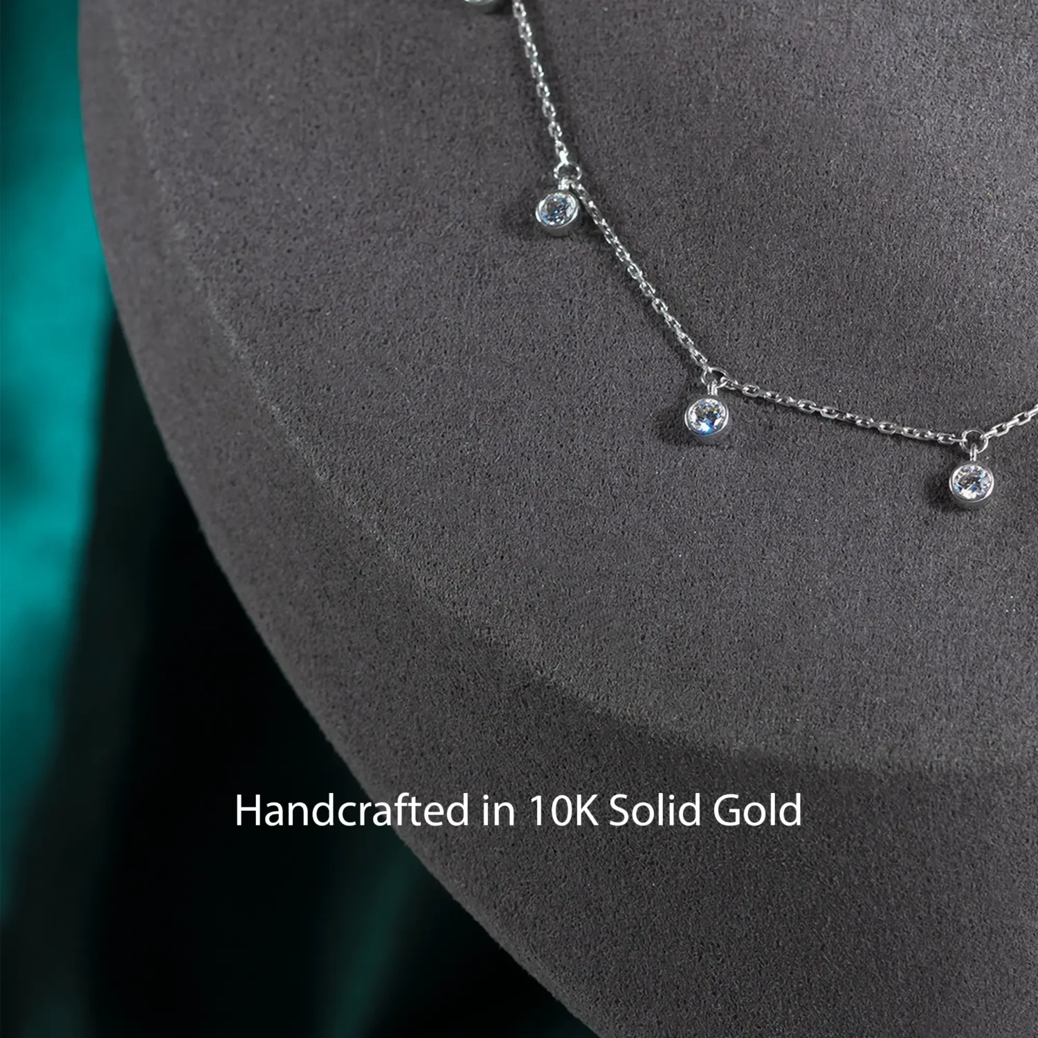 Dangling Diamond Necklace 10K White Gold - Image 6