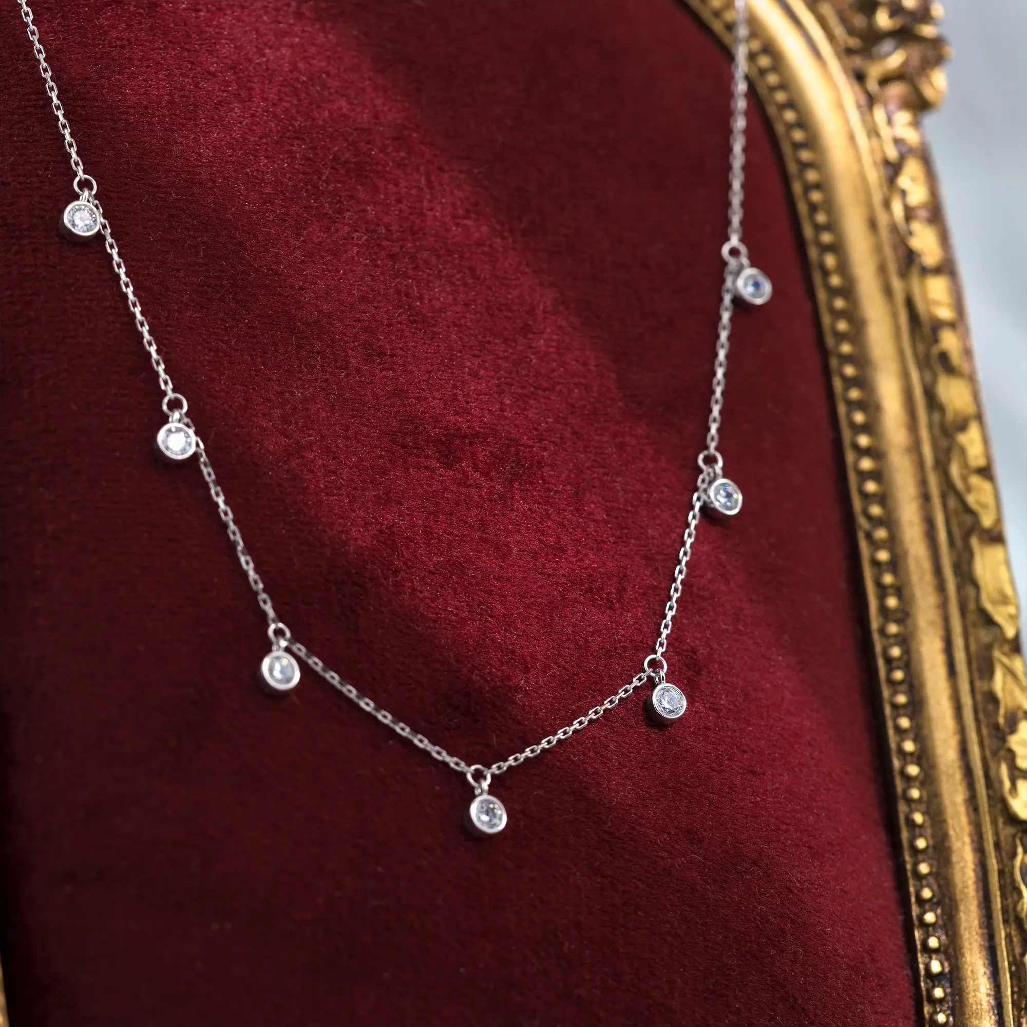 Dangling Diamond Necklace 10K White Gold 3