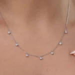 Dangling Diamond Necklace 10K White Gold