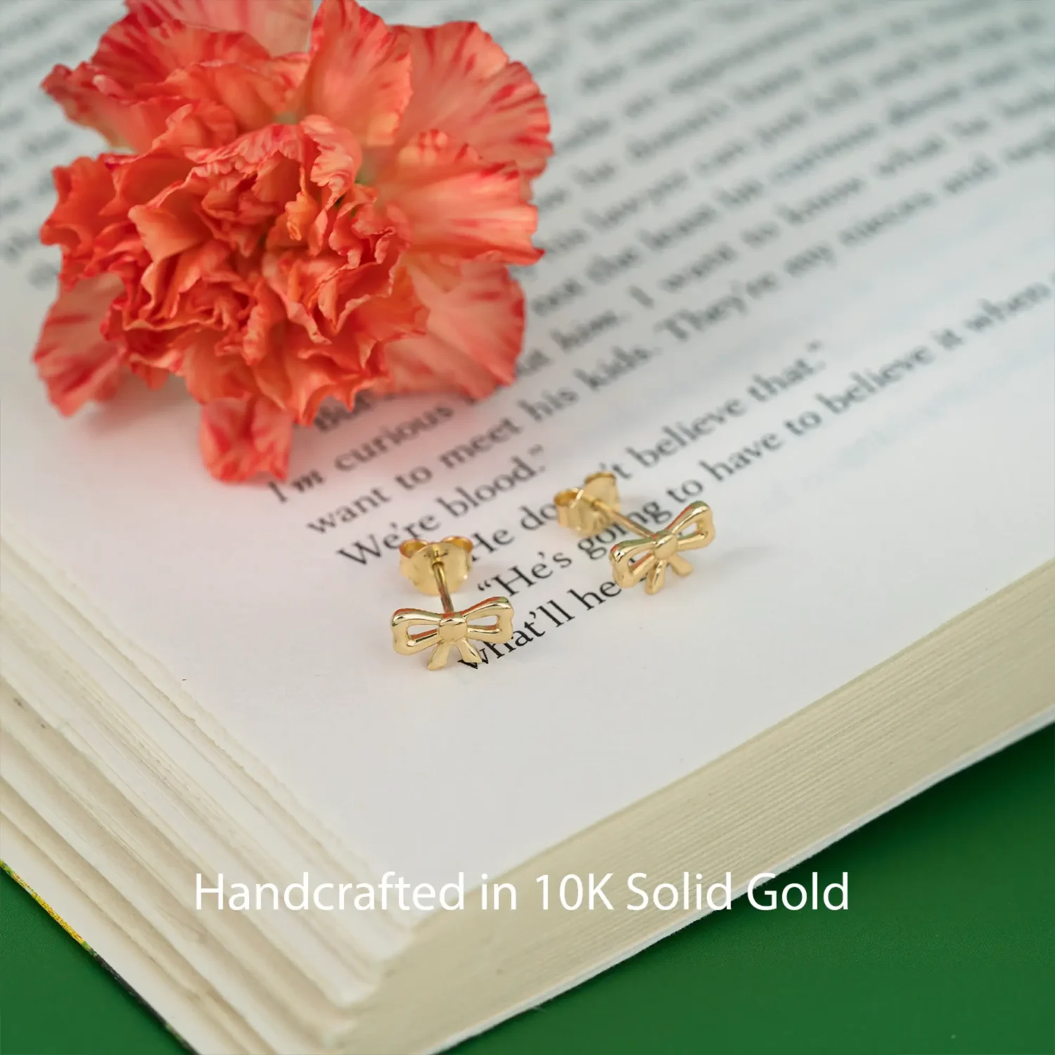Bow Tie Stud Earrings 10mm 10K Gold - Image 3