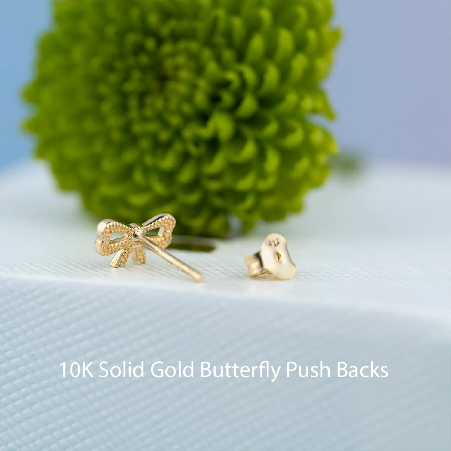 Bow Tie Stud Earrings 10mm 10K Gold - Image 6